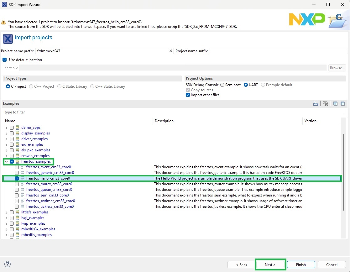 Veda917 - NXP - 010 - Create application sample selected.jpg